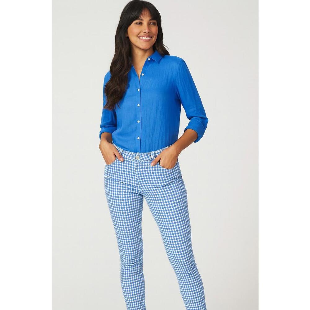 J McLaughlin Women’s Lexi Jeans Blue White Green Stretch Skinny Jeans Pants, 4